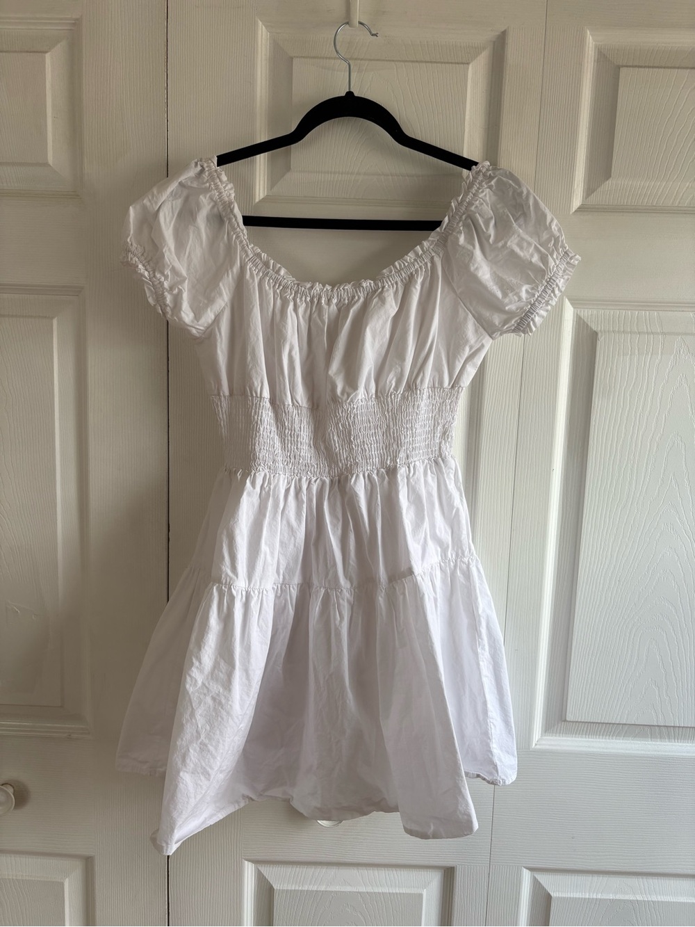 Peppermayo Summer Villa‎ Mini Dress White Boho Peasant Angel Resort Shirring 4 - Picture 7 of 9